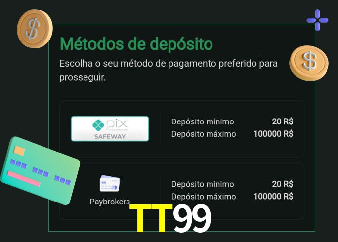 O cassino TT99bet oferece uma grande variedade de métodos de pagamento